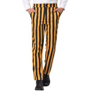 Striped Pants Casual Skinny Fit Color Block Pencil Dress Trousers Yellow Black
